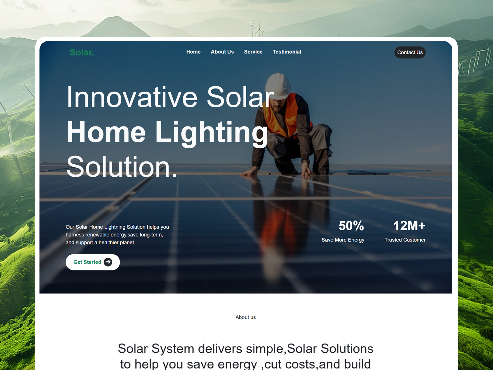 Solar home lighting solution website Template